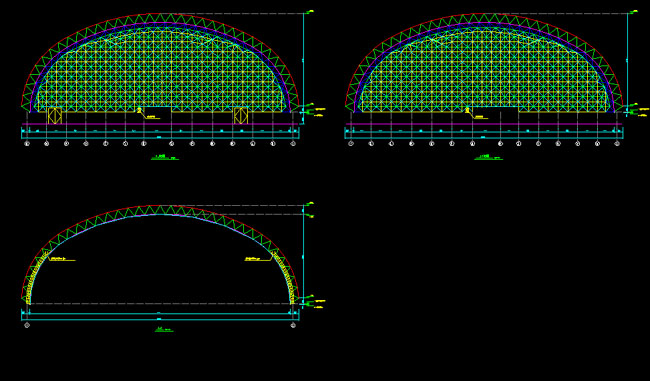 温岭跨度110米，拱高35_7米煤棚网架